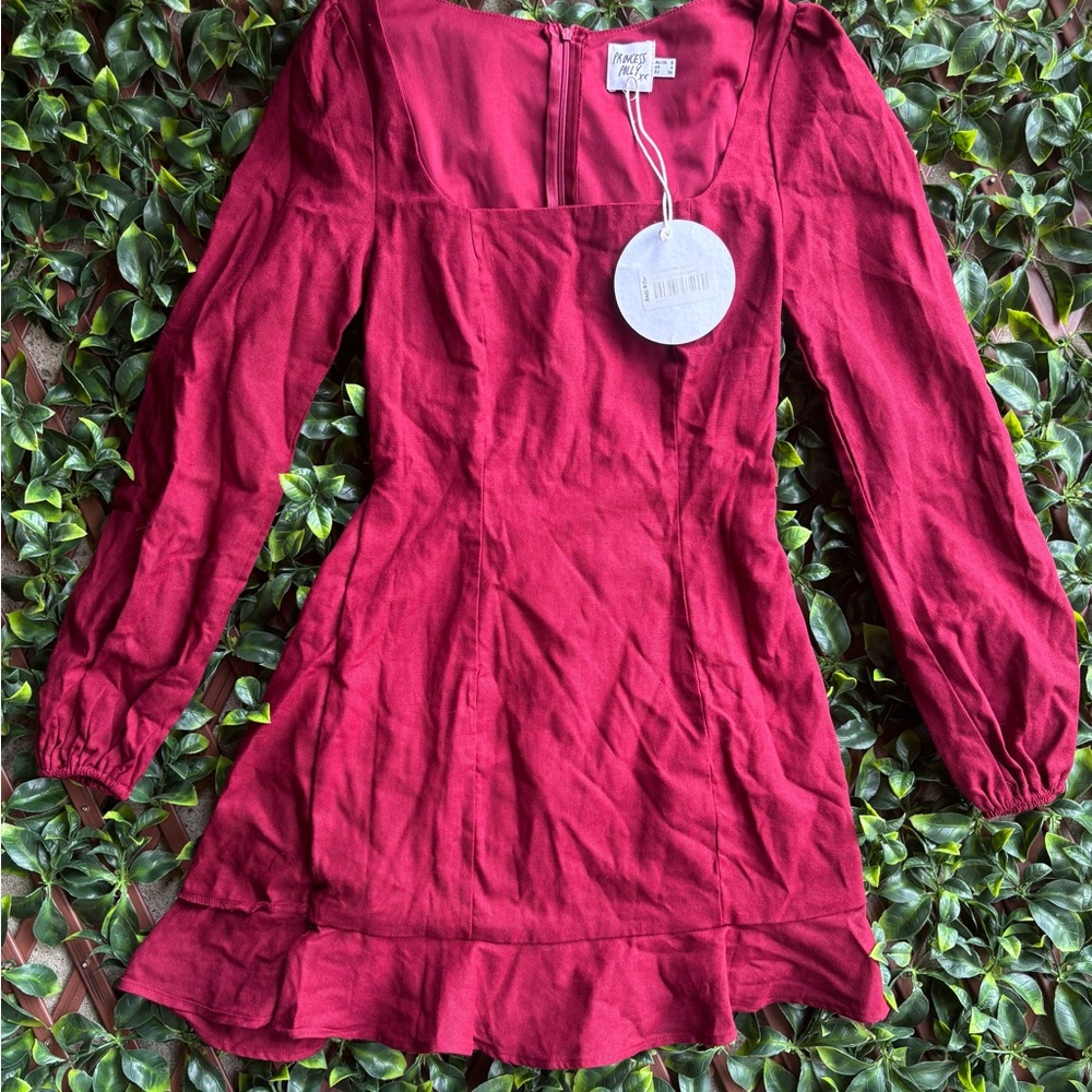 Princess Polly The Villa Mini Dress Burgundy - Picture 8 of 10